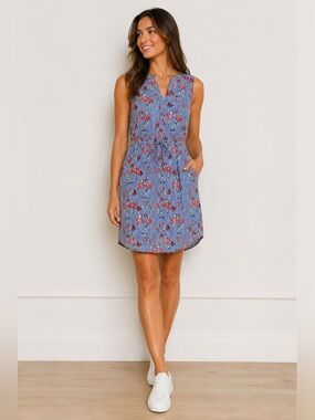 SIMONS Twik Blue and White Halter Sundress Midi